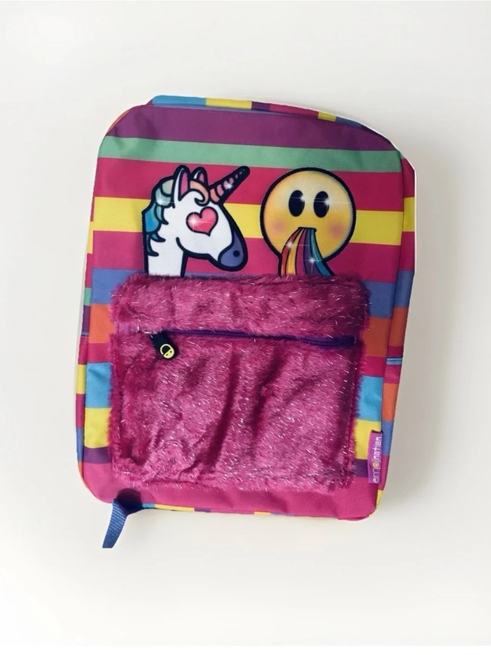 Kids Rainbow Unicorn & Emoji Backpack - Pink
